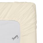 600 Thread Count King Size Fit Mattress Deep 32 Inches Ivory Solid 1-Piece Royal Fitted Sheet 100% Pure Egyptian Cotton Made by Brand SRP Linen