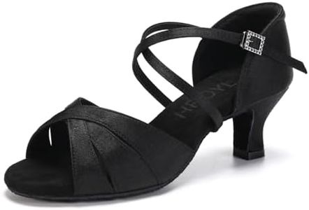 HROYL Chaussures de Danse Latine Femmes Salsa Bachata Chaussures de Danse de Salon Petit Talon,EM-L3047-DB-Noir -5-S,EU 36