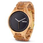 ZEITHOLZ Wood Watches for Men, Wooden Watch, Gifts, Big face, Analog Watch, Stolpen Collection 42mm, 100% Natural Wood with Japanese Quartz Movement. (Olive)