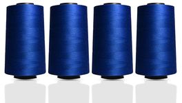 Marent Moon Overlocking Sewing Machine Polyester Overlocker Thread x Four 5000 Yards White Black Natural Navy Red Brown Purple Cones (M0001 Royal Blue)