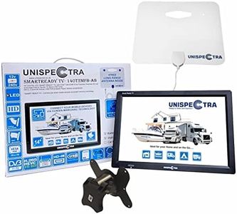 Unispectra ® 14 pollici Smart Ready TV 12V 220V tv portatile con digitale Terrestre H.265 e FM. TV 12 Volt per camper, caravan, campeggio, camion, barca, tv da cucina, camera da letto