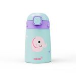 rabitat Milo Stainless Steel Water Bottle 350ml | 2 Year Brand Warranty | BPA Free | Leakproof Steel Sipper Bottle for Kids | Flip Lock Lid with Straw | Easy Carry Handle | Tinny Trunk