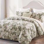 Whale Flotilla 3-Piece King Comforter Set, Soft Reversible Bedding Comforter Sets, Floral Printed Down Alternative Comforter Duvet for All Seasons, Bone