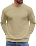 COOFANDY Mens Pullover Sweater for men Long Sleeve Shirts for Men Basic Pullover Shirts Twill Textured Soild Casual Tops Light Khaki