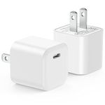 USB C Wall Charger Block, Agtray 2-Pack USB-C Mini Phone Charger Cube Fast Charging Brick Travel Plug Adapter Box Compatible for iPhone 15 14 13 12 11 XR XS, iPad Pro/Air/Mini, iwatch, AirPods (White)