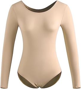 DANSHOW Women Long Sleeve Dance leotards for Ballet Adult lady Train top(4028-XL-18)