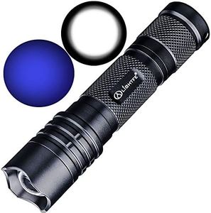 LIGHTFE 365nm LED flashlight Double UV and White light lens zoom strong Light Identification handheld UV torch AA battery For Lamp -Spot Scorpions, Pet Urine, Counterfeit Money, Bed Bugs,For resin… (ZM28 UV&W)