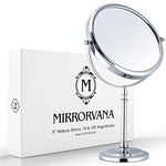 MIRRORVANA Large 10X Magnifying Makeup Mirror on Stand for Bedroom and Bathroom, Classic Free Standing Round Table Mirror with Double Sided 10X/1X Magnification, 38cm Tall and 20cm Wide