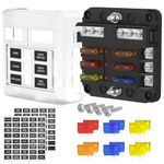 DAIERTEK 12V Fuse Block 6 Way with LED Indicator Light 12 Volt Fuse Box ATO/ATC Marine Fuse Panel Waterproof 24V for Automotive Boat Car Truck