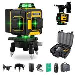 THORQ 16 Line Laser Level 360 Self Leveling | 4x360° 4D Green Cross Line Laser with 2 Batteries, Remote Control & Tripod | Professional Laser Level for Tiling, Construction & Interior Work