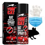 TOMCAT No Entry Rat Repellent Spray for Cars Highly Effective Lasts 1 Year Leak Free Easy to Spray Nozzle 1st time in India, Non Toxic, 3 Month Protection from Rat, 200ML Repellent with Protective Glove & Mask, Pack of 1