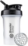 BlenderBottle Classic V2 Shaker Bottle with Stainless Steel Ball, For Protein Shakes, Dishwasher Safe, 590ml, Black/Clear