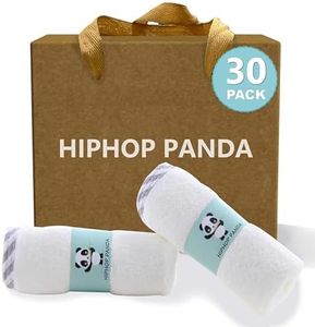 HIPHOP PANDA Bamboo Baby Washcloths,30 Pack (Gray Stripe) - 2 Layer Ultra Soft Absorbent Bamboo Towel - Natural Reusable Baby Wipes for Delicate Skin - Baby Registry as Shower