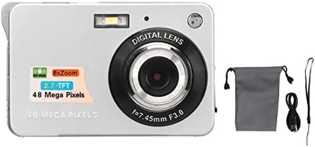 Cámara Digital 4K para Fotografía, Cámara de Vlogging de 48 MP, Cámara de Bolsillo Compacta con Pantalla LCD de 2,7 Pulgadas, Cámara de Vlogging Antivibración 8X para Adultos, (Plata)