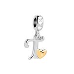 MiniJewelry T Letter Name Initial Alphabet Love Heart Pendant CZ Charm Compatible with Pandora Charms Bracelets Girls Women Mom BFF Birthday