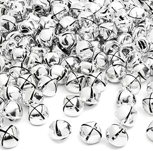 Small Jingle Bells for Crafts, 1/2 Inch Silver Craft Bells Bulk, Christmas Bells with Loud Sound for Christmas Party Decorations, DIY Crafts