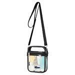 Aucuu Clear Crossbody Bag, Stadium Approved Clear Purse Bag with Adjustable Shoulder Strap, Messenger Bags Transparent Shoulder Bag for Concerts Sports Events Festival（S Black）