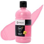 Artecho Pink Acrylic Paint Large Bottle 500ml / 16.9oz, Pink Craft Paint for Art Supplies, Pink Paint for Canvas, Rocks, Wood, Fabric, Ceramic, Non Toxic Paint