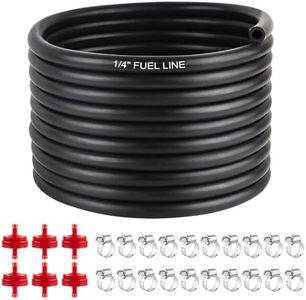 1/4 Inch ID 15 Feet Fuel Line Hose for Snow Blowers Lawn Mowers Tillers Motorcycles Mini Bikes Snowmobiles with 6 Fuel Filter 20 Stable Heavy Duty Clamps