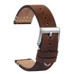 TStrap Leather Watch Band 18mm - Soft Brown Quick Release Watch Strap Replacement - Waterproof Sport Watch Bands for Men Women - Smart Watches Bracelet Clasp Buckle – 19mm 20mm 21mm 22mm