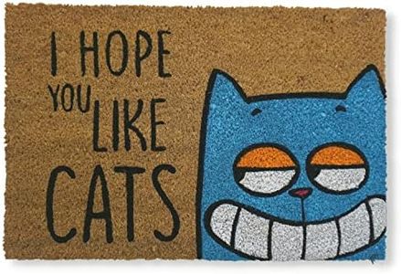 Koko Doormats Outdoor Door Mat Coconut Mat with Non-Slip PVC Door Mat Funny I Hope You Like Cats Design – Outdoor Doormat – Size: 60 x 40 x 1.5 cm