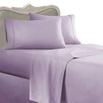 ITALIAN 300 Thread Count Egyptian Cotton Sheet Set DEEP POCKET, Queen, Lavender,Solid Premium ITALIAN Finish