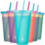 Meoky Plastic Cups with Lids and St