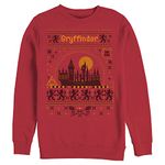 WARNER BROS Harry Potter and The Deathly Hallows Gryffindor House Sweater Mens Pullover Crew Fleece, Red, Small