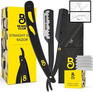 The Beard Club Straight Razor for Men - Navajas Para Barbero - Barber Straight Edge Razor Kit - Premium Single Derby Blade Cutthroat Razor With 10 Replaceable Stainless Steel Blades & Leather Case
