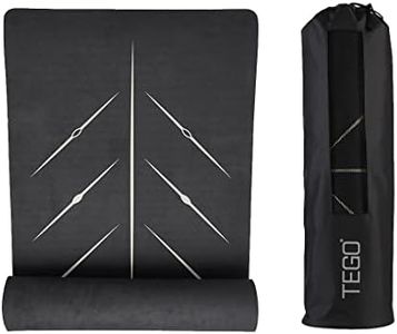 TEGO Core Yoga Mat (Black Gold)| 8mm Ultra-Cushioned TPE Mat with Posture Reference Lines | Antimicrobial, Non-Slip, Lightweight & Portable with Carry Bag | Beginner-friendly Yoga Mat | 72/78 x 26” | Joint-Friendly Mat