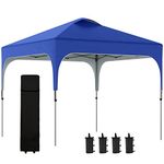 Outsunny 3 x 3 (M) Pop Up Gazebo, UPF 50+ Foldable Canopy Tent with Carry Bag with Wheels and 4 Leg Weight Bags, Height Adjustable, for Outdoor Garden Patio Party, Blue