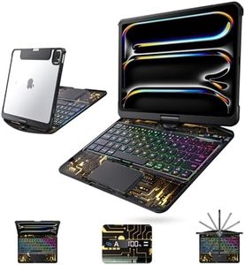 Tiaota Clear Wireless Keyboard Case for iPad Pro 13 Inch M5/M4 2025/2024 with Pencil Holder & Multi-Touch Trackpad, Visible PCB High-Tech Style, 3-Brightness & 7-Color Backlight, 360 Rotatable,Black