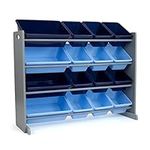 Leo Supersized Extra Large Grey and Blue 16-Bin Toy Organizer