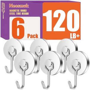 Neosmuk Swing Magnetic Hooks for Cruise Cabins – Heavy Duty 120lb Strong Magnet Hooks, Cruise Essentials for Ship, Fridge, Wall, Ceiling, Door, Hanging and Decorations (Pack of 6, Silver)