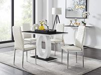 Furniturebox UK Dining Set - Giovani Dining Table and Milan Chairs Set Of 4 - Contemporary High Gloss and Glass Table with Modern Milan Chairs (White Dining Table + 4 White Milan Chairs)