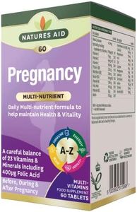 Natures Aid Pregnancy Multi-Vitamins and Minerals Tablets (23 Essential Vitamins and Minerals, 60 Tablets, Before, During and After Pregnancy, Vegan Society Approved, Made in the UK)