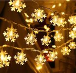 Elittera Fairy Snow Flake String Lights, 1 6LED, 11.5 Feet - Waterproof, Extendable for Indoor/Outdoor Events, Wedding, Christmas, New Year, Garden (Warm White) (Pack of 3)