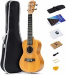 21 Inch Soprano Ukulele with Solid Mahogany Top, come with Gig Bag, Strap, Guitar Capo, Spare Nylon Strings and Picks