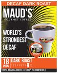 Maud's Decaf World's Strongest Dark Roast Coffee Pods, 18 ct | Decaf World's Strongest | 100% Arabica Dark Roast Coffee | Solar Energy Produced Recyclable Pods Compatible with Keurig K Cups Maker