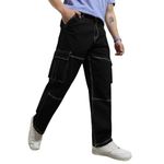 NOBERO Men's Straight Casual Pants (1M-BWCP-R0001_Black