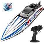 DEERC Fast Brushless RC Boat for Adults & Kids, 30+ mph, 3S Remote Control Racing Boats with Metal Servo & LED Light, Never Capsize, Summer Water Pool Toy Gift