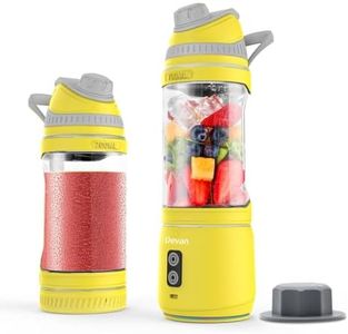 Portable Blender for Smoothies and Shakes, Anti-Jamming, 24oz USB-C Rechargeable, BPA-Free, Electric Protein Shaker Bottle with Travel Lid for Kitchen, Gym & Office. (Yellow Base Grey Lid)