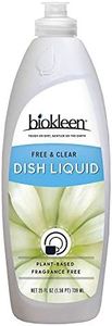 Biokleen Dish Liquid Soap, Dishwashing, Eco-Friendly, Non-Toxic, Plant-Based, No Artificial Fragrance, Colors or Preservatives, Free & Clear, Unscented, 25 Ounces (Pack of 6)