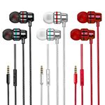 3 Pack Earphones, In-Ear Headphones Wired Earphones with Microphone and Volume Control, Noise Isolating and Deep Bass, Lightweight Earphones, 3.5 mm Earbuds Compatible with iPhone, iPad, Android