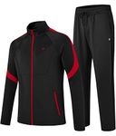 MoFiz Men's Sweatsuit 2 Pieces Tracksuit Athletic Sports Casual Full Zip Long Sleeve,Black X-Large