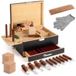 17-in-1 Wood Carving Kit - Wood Carving Tools Set -Wood Carving Knife Set, Whittling Knives Kit, Woodworking Kit Wood Carving Tools Set with Large Wood Boxes for Crafts (Black)