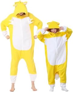 Unisex Adult Animal Onesie Pajamas One Piece Cosplay Costume for Halloween Yellow