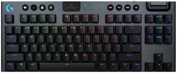Logitech G915 X Lightspeed TKL Low-Profile Wireless Gaming Keyboard, Double-Shot PBT Keycaps, Fully Programmable Keys, RGB Backlighting, Sleek Aluminum Finishing, GL Brown Tactile - PC/Mac- Black