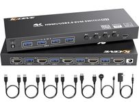 HDMI KVM Switch 4 Computers 4K@60Hz 2K@120Hz, Simulation EDID, MLEEDA 4 Port USB3.0 KVM Switches for 4 PC Share 1 Monitor and Keyboard Mouse Printer,with Wired Remote,12V Power Adapter and 5 Cables