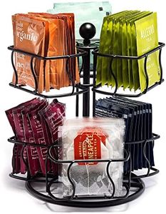 Sorbus Tea Bag Spinning Carousel - Tea Caddy Organizer for Countertop - Matcha Station Accessories - 2 Tier Revolving Storage for Pantry - Holds Up to 60 Large Tea Bags